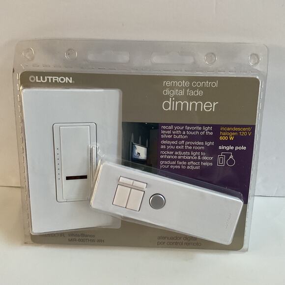 Lutron Maestro IR MIR-600THW-WH One-Touch Remote Control Digital Smart Dimmer - Picture 1 of 5